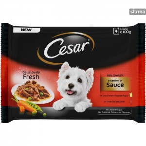 CESARPOUCHBEEFANDCHICKENINSAUSE4x100g