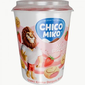 MINIBISCUITSCHICOMIKOFILLEDWITHSTRAWBERRYCREAMCUP125g