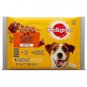 PEDIGREEPOUCHPASTECHICKEN,LAMBANDLIVER4x100g