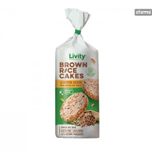 WHOLEGRAINBROWNRICECAKESLIVITY12SUPERSEEDFROMAROUNDTHEWORLD100g