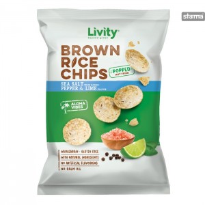 WHOLEGRAINBROWNRICECHIPSLIVITYHAWAIIANSEASALTPEPPERANDLIME60g